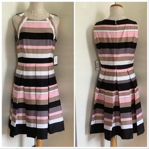 NWT Nine West Tutu Pink Pebble Striped Fit & Flare Dress sz 6